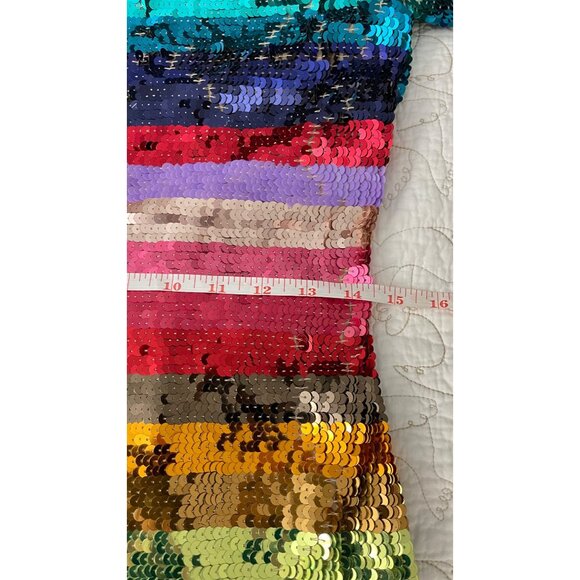 Mac Duggal Striped Sequin Long Sleeve Colorful Mini Dress Size 4 NWT - Picture 8 of 9